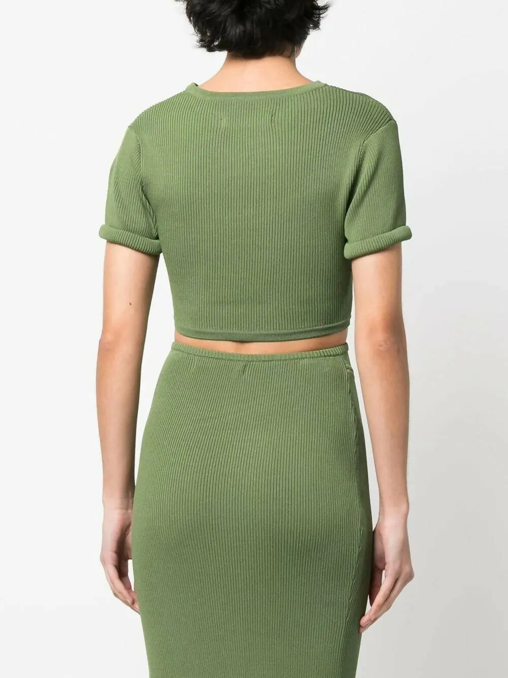 Christopher Esber Slashed Crop Tee and Skirt Set | Vert Green