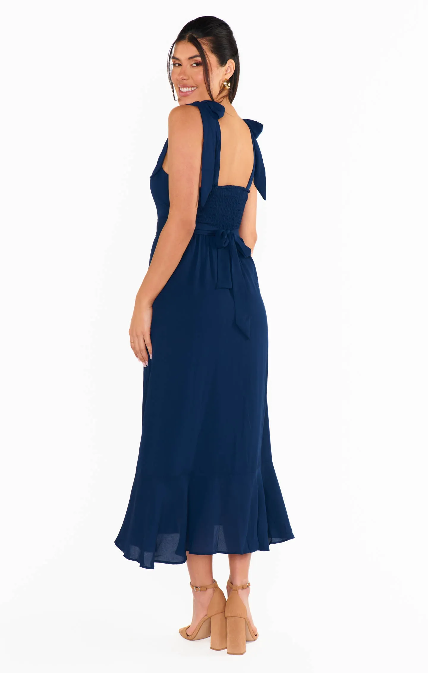 Claire Midi Dress ~ Rich Navy Crisp