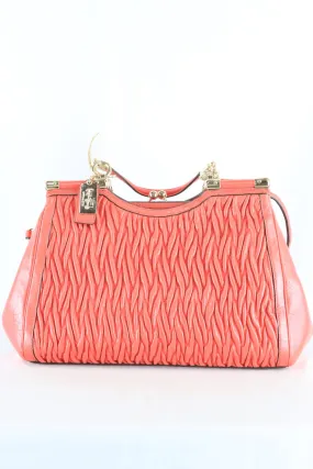 Coach Red Gathered Twisted Leather Bag