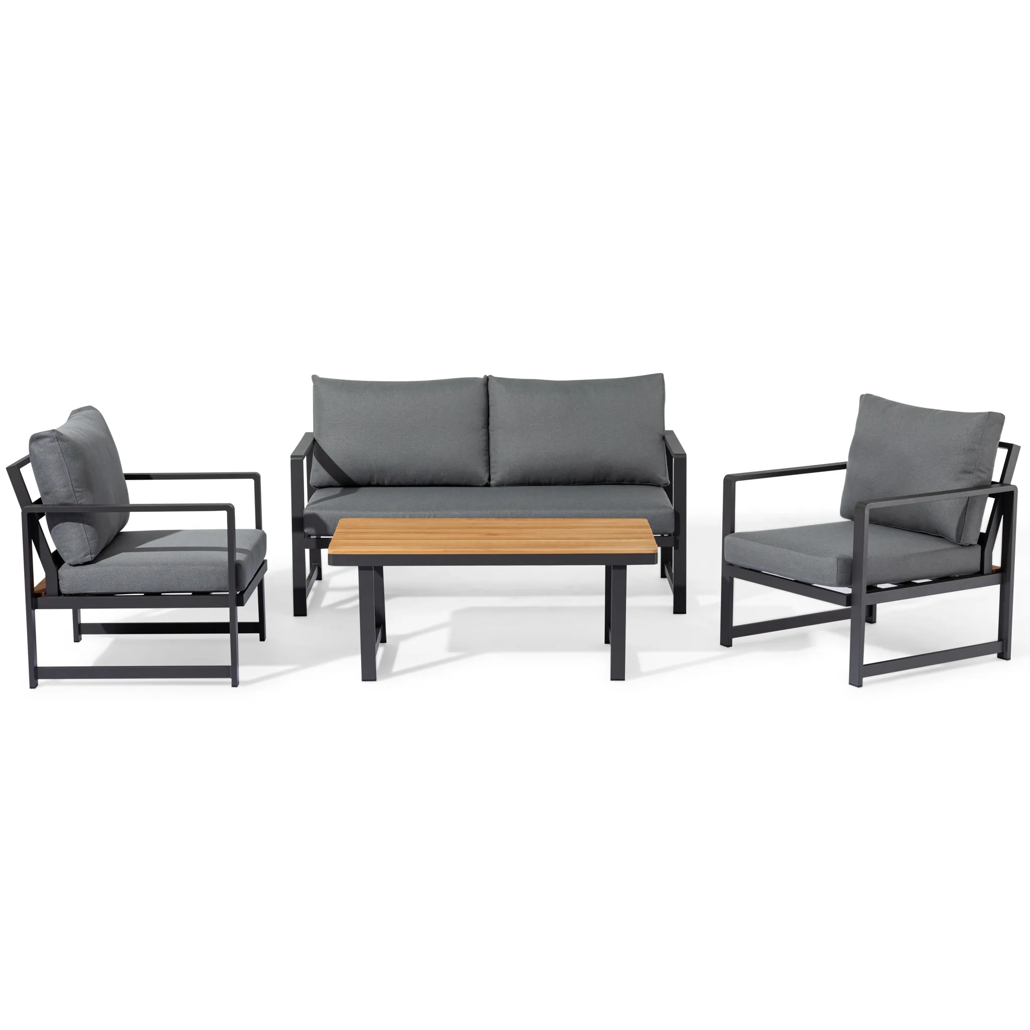 Cordoba 2 Seat Sofa Set with Teak Table in Grey