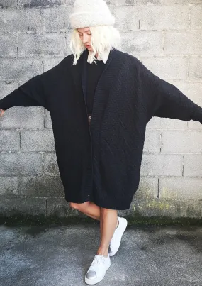 COZY CARDIGAN - KNIT PEARL black