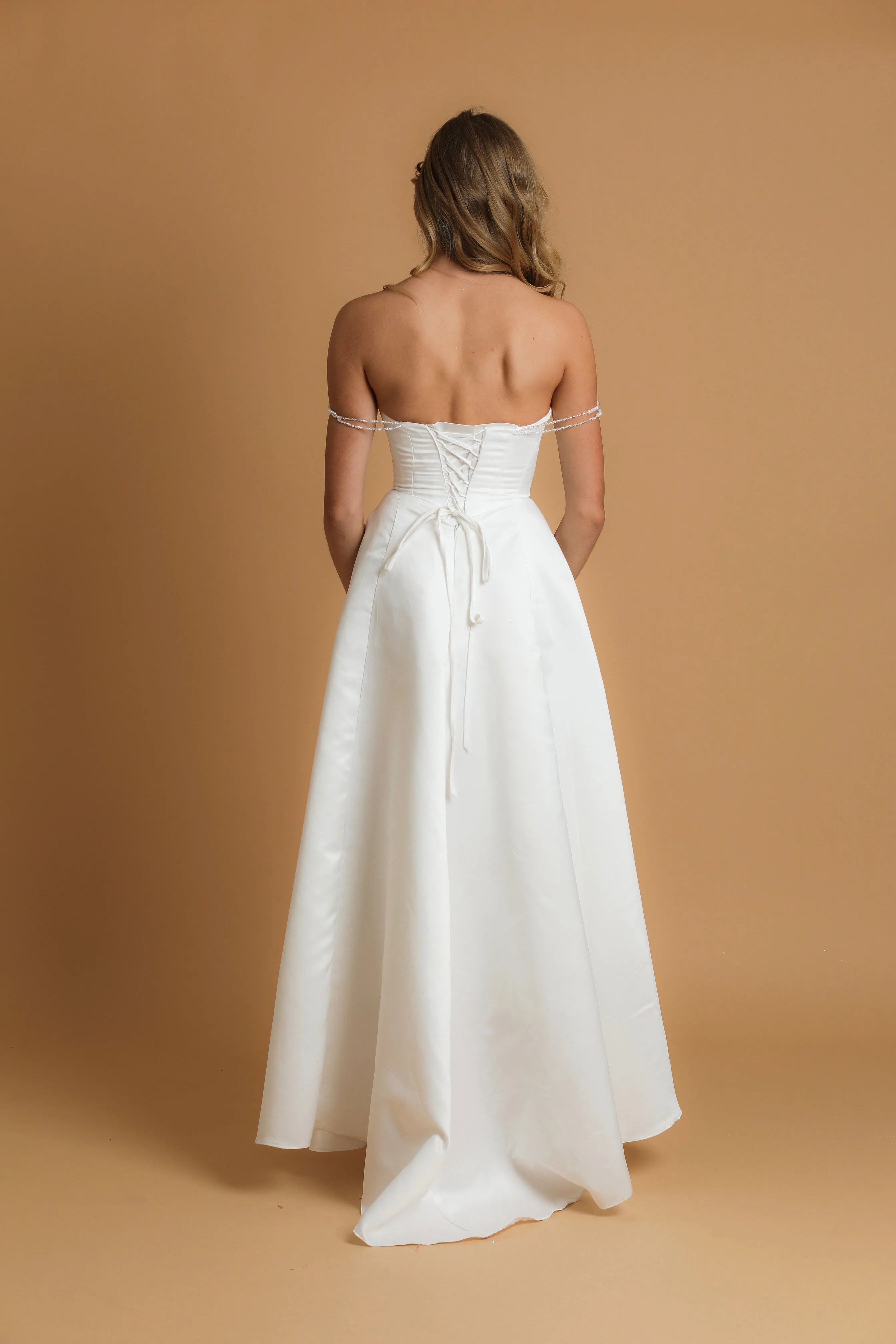 cut out neckline detail wedding dress