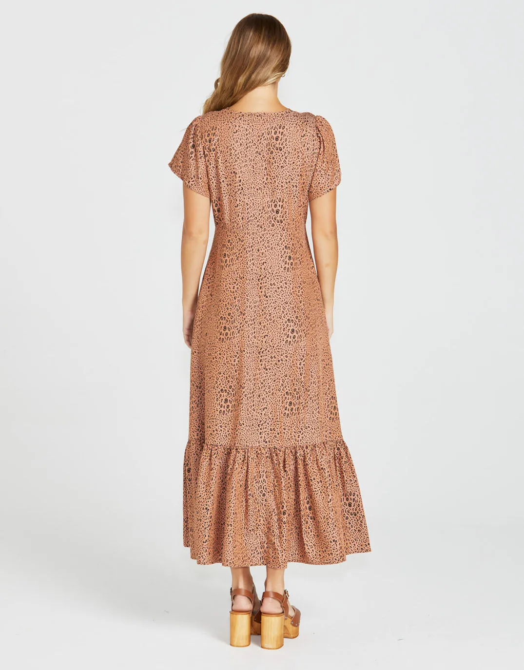 Davie Maxi Dress - Sandy Tan Animal