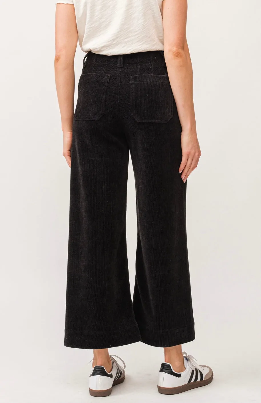 Dear John Audrey Wide Leg Corduroy Pant Black