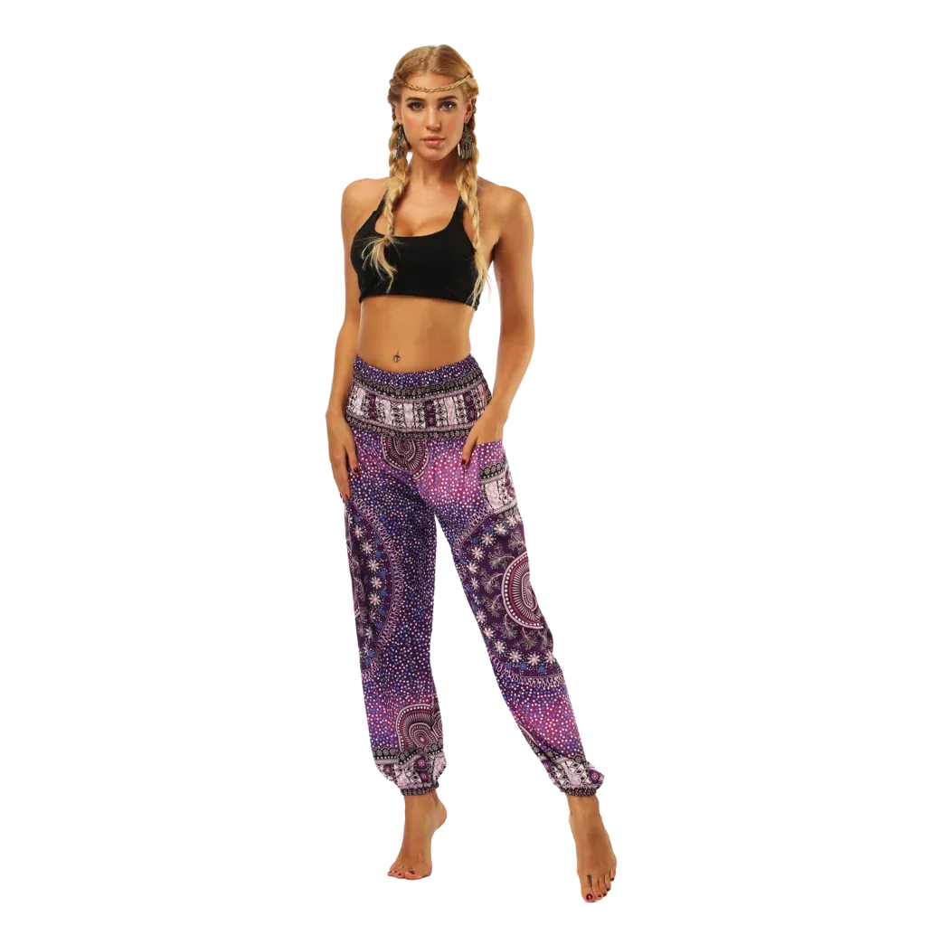 DIGITAL PRINTED BOHO SMOCKED ALADDIN PANTS FOR LADIES