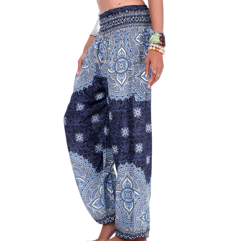 DIGITAL PRINTED BOHO SMOCKED ALADDIN PANTS FOR LADIES