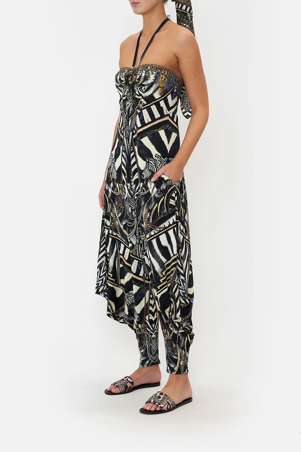 DRAPED PANT JUMPSUIT WITH HARDWARE KNIGHT OF THE WILD