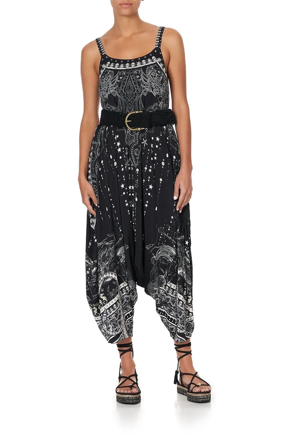 DROP CROTCH THIN STRAP JUMPSUIT MIDNIGHT PEARL