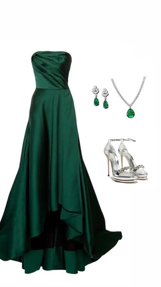 Elegant Green High Low Prom Dress Formal Party Dress       fg5219