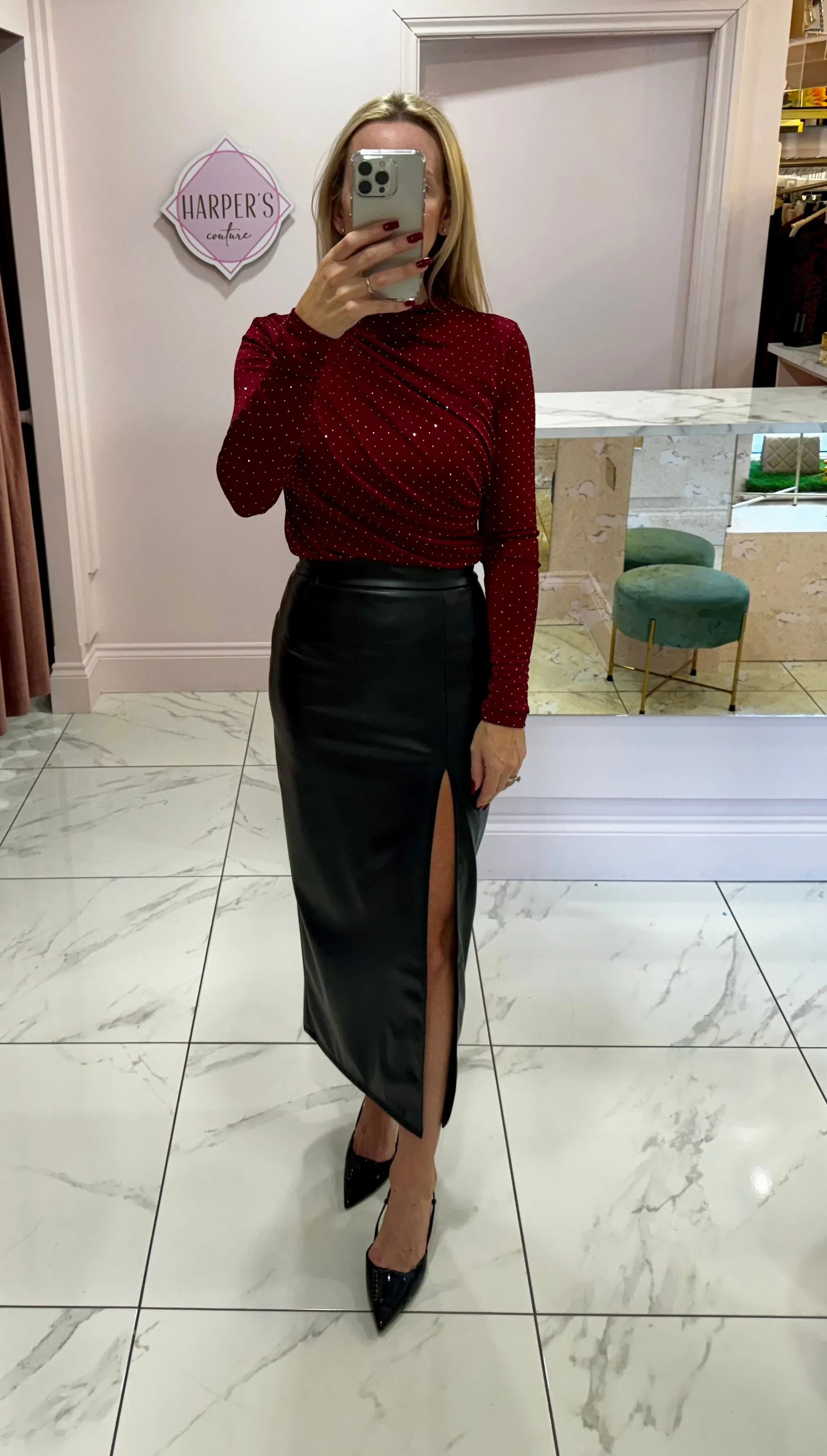 Elissa Vegan Leather Midi Skirt