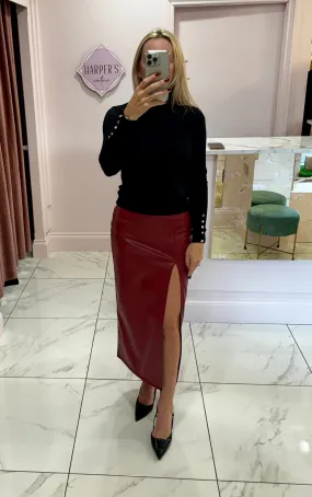 Elissa Vegan Leather Midi Skirt