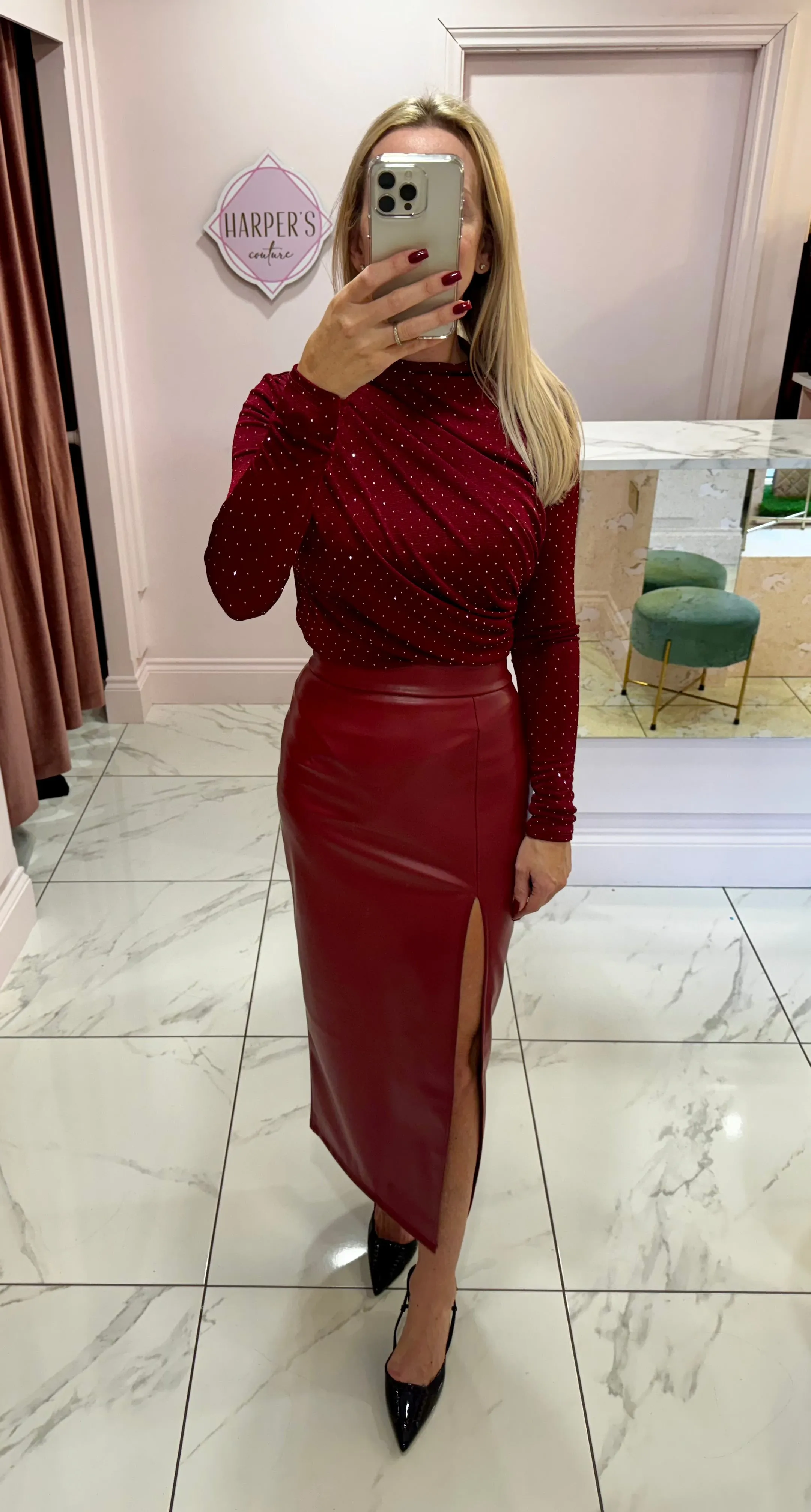 Elissa Vegan Leather Midi Skirt