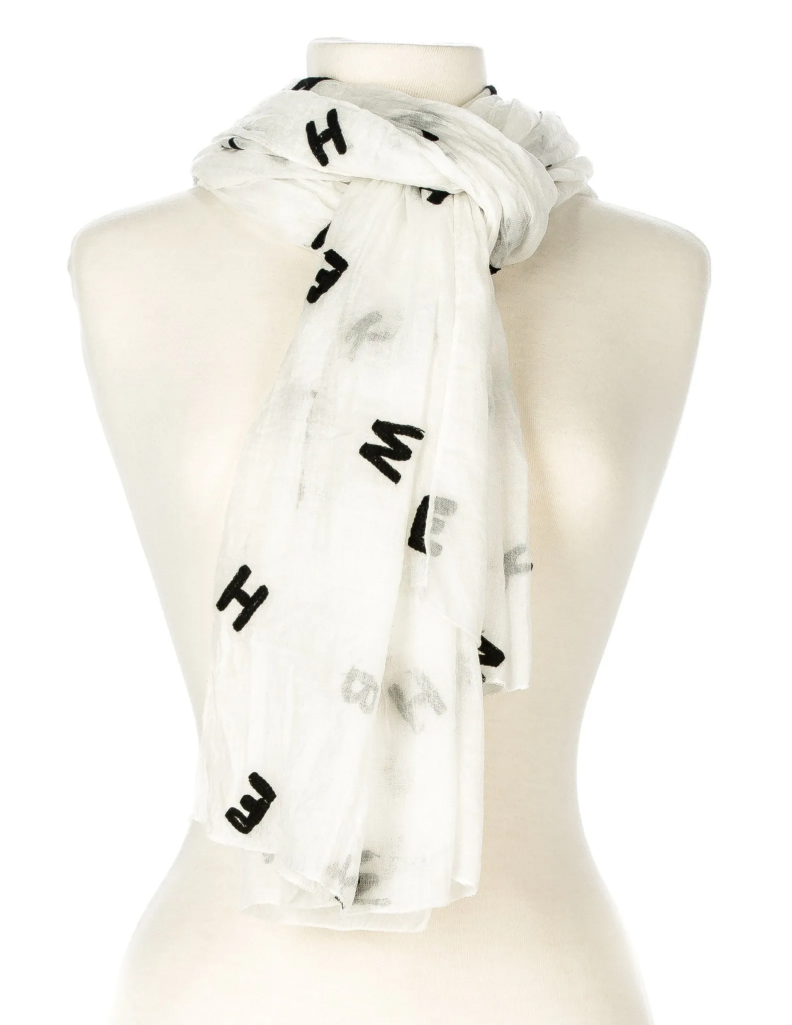 Embroidered Alphabets Spring Scarf