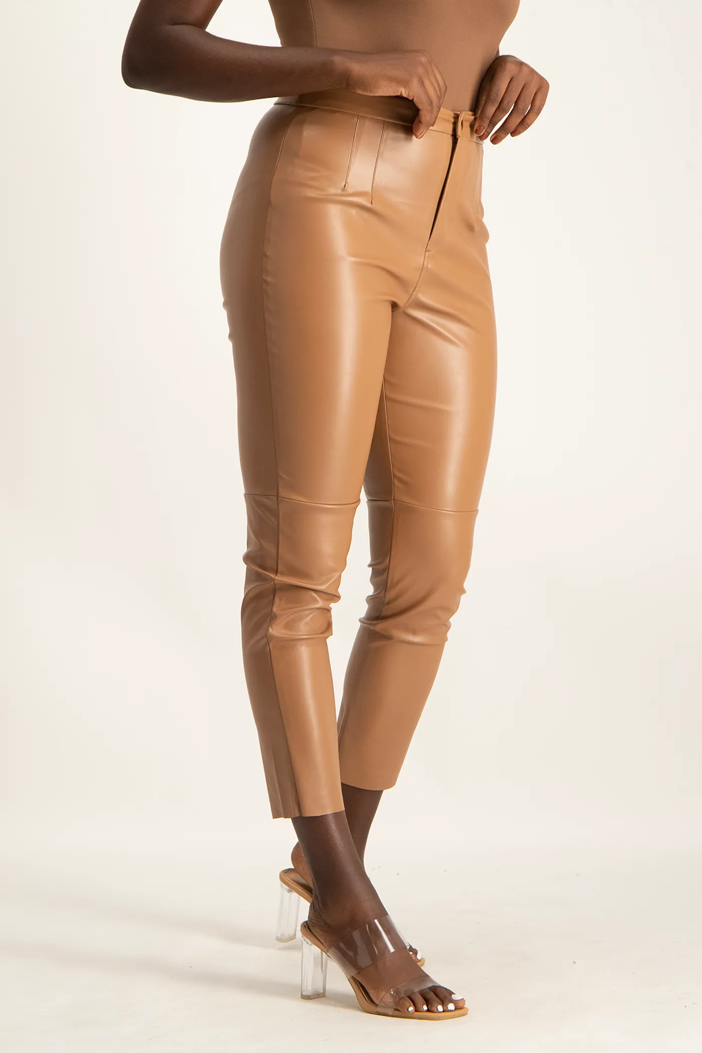 Esme Faux Leather Pants - Camel