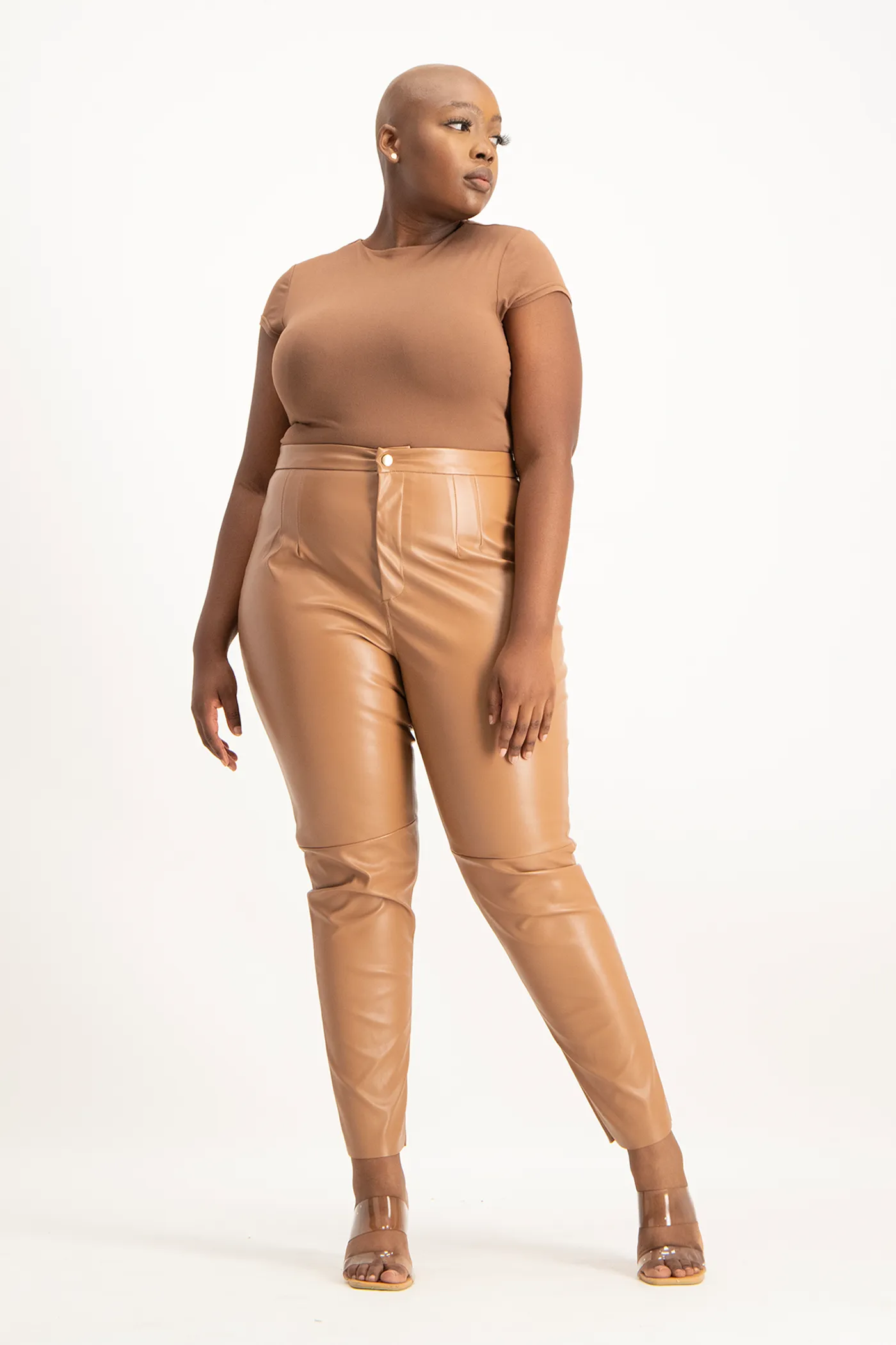 Esme Faux Leather Pants - Camel