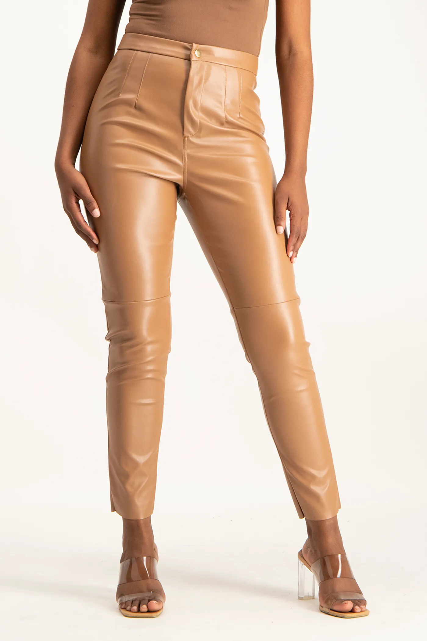 Esme Faux Leather Pants - Camel