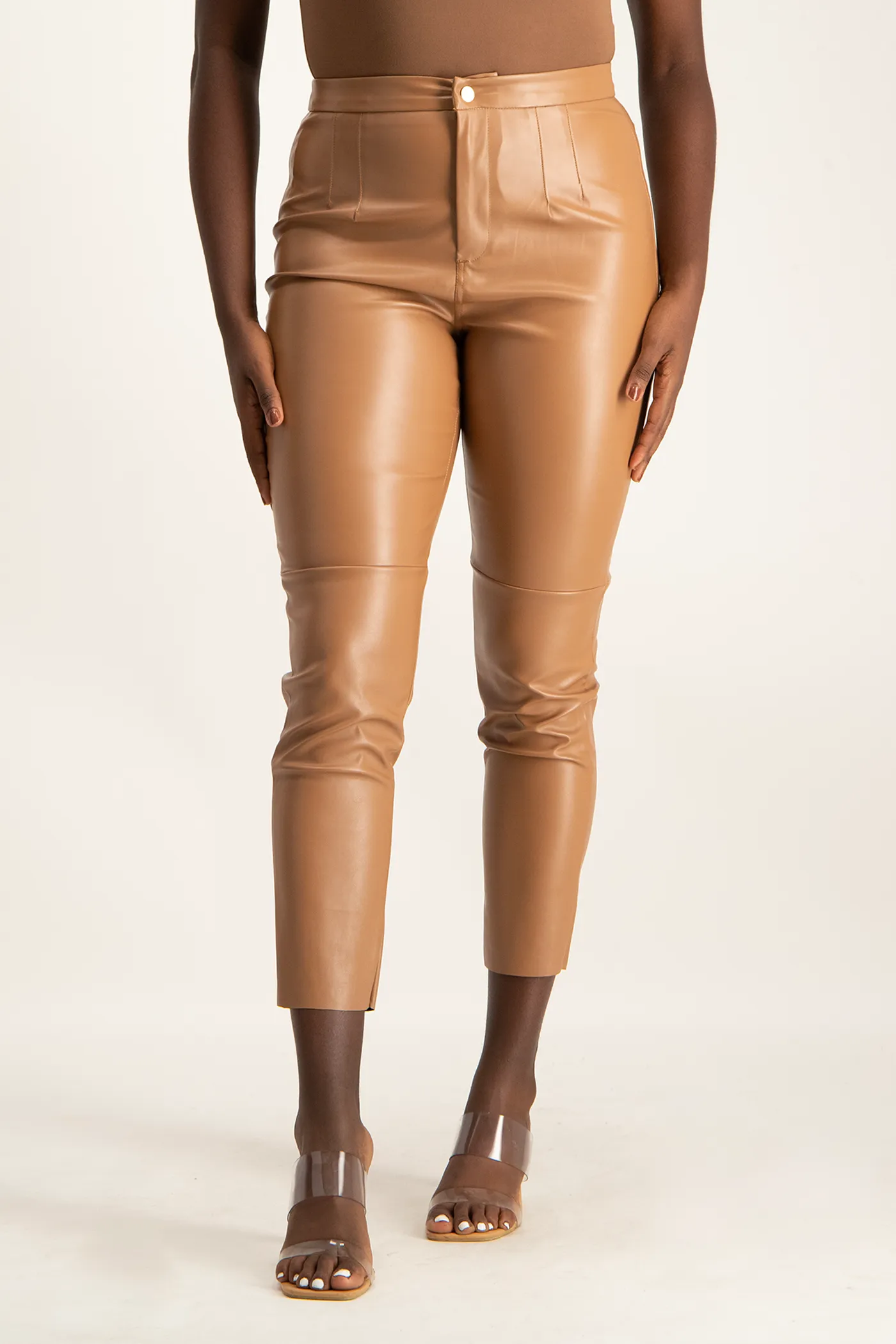 Esme Faux Leather Pants - Camel