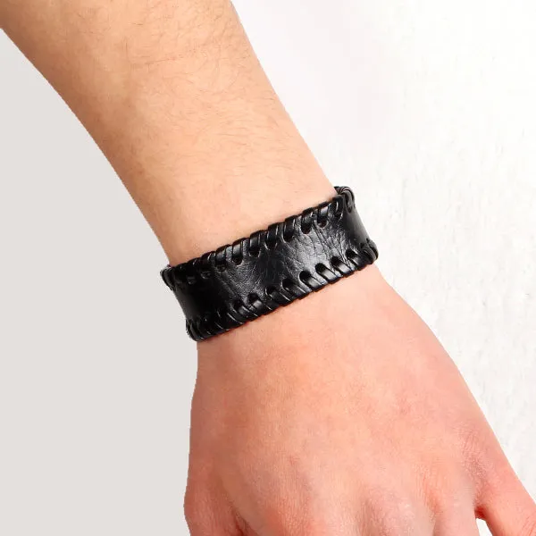 Fashion Punk Charm Wrap Leather Bracelets & Bangles Braided Rope Wristband Men Bracelet Jewelry Black and Brown Colors Gift