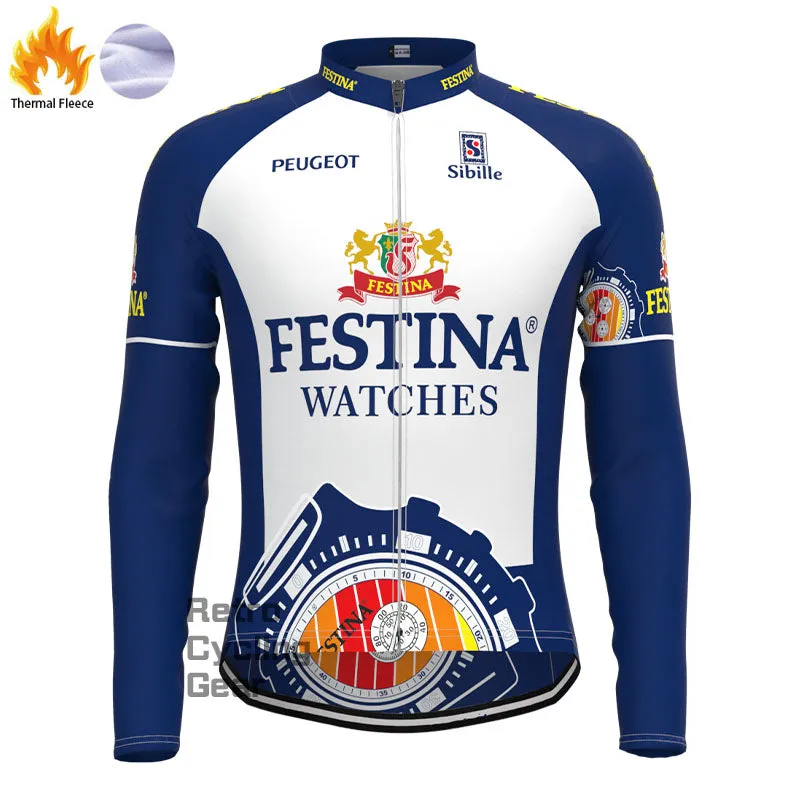 FESTINA Blue Fleece Retro Cycling Kits