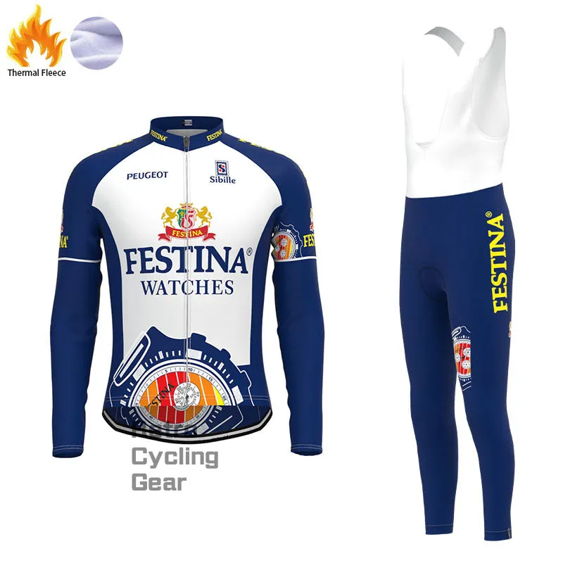 FESTINA Blue Fleece Retro Cycling Kits