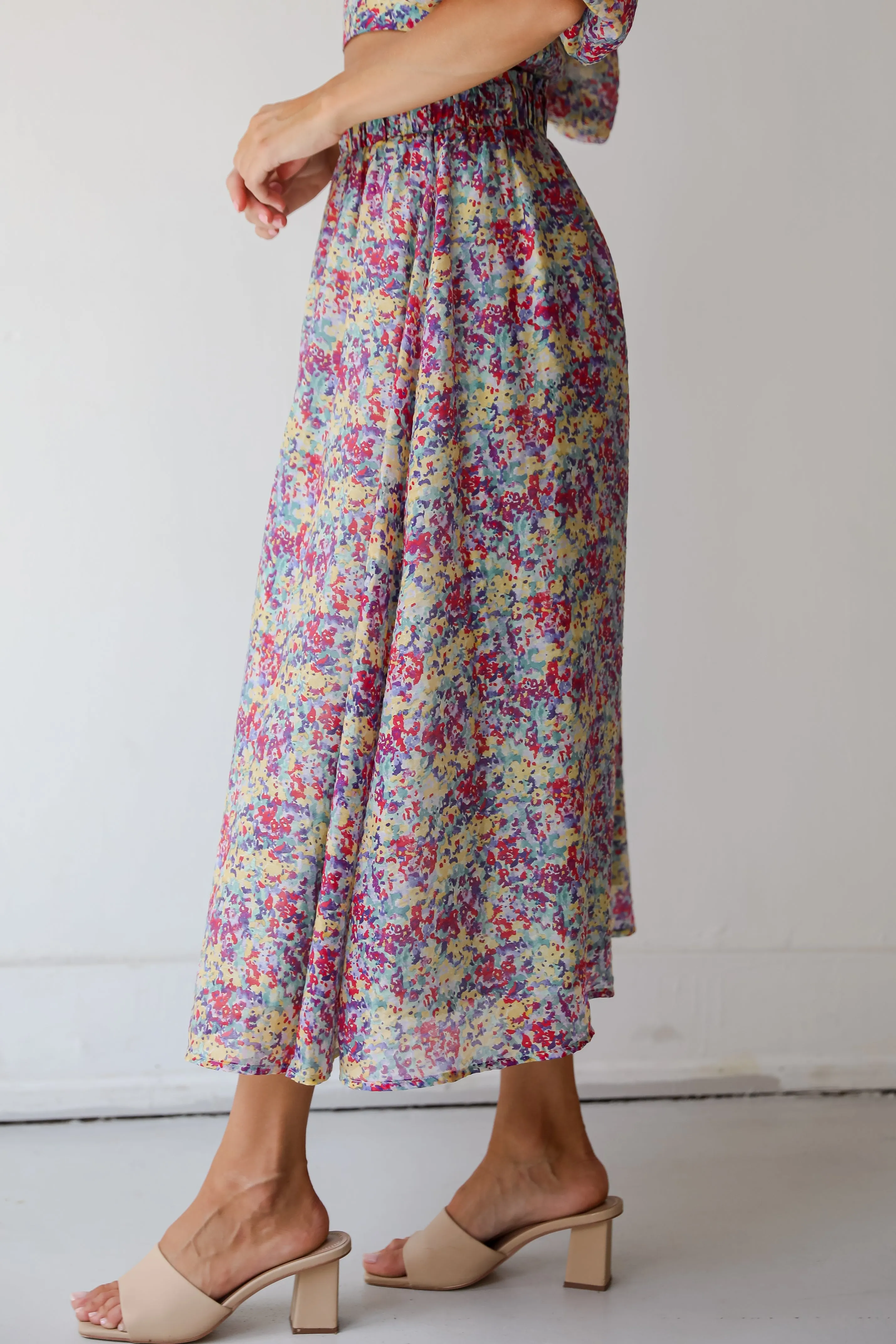 FINAL SALE - Instantly Perfect Multicolored Floral Midi Skirt