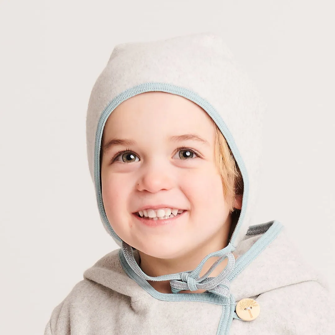 Fleece baby hat with ear flaps "Fleece Grey/Stone Blue"