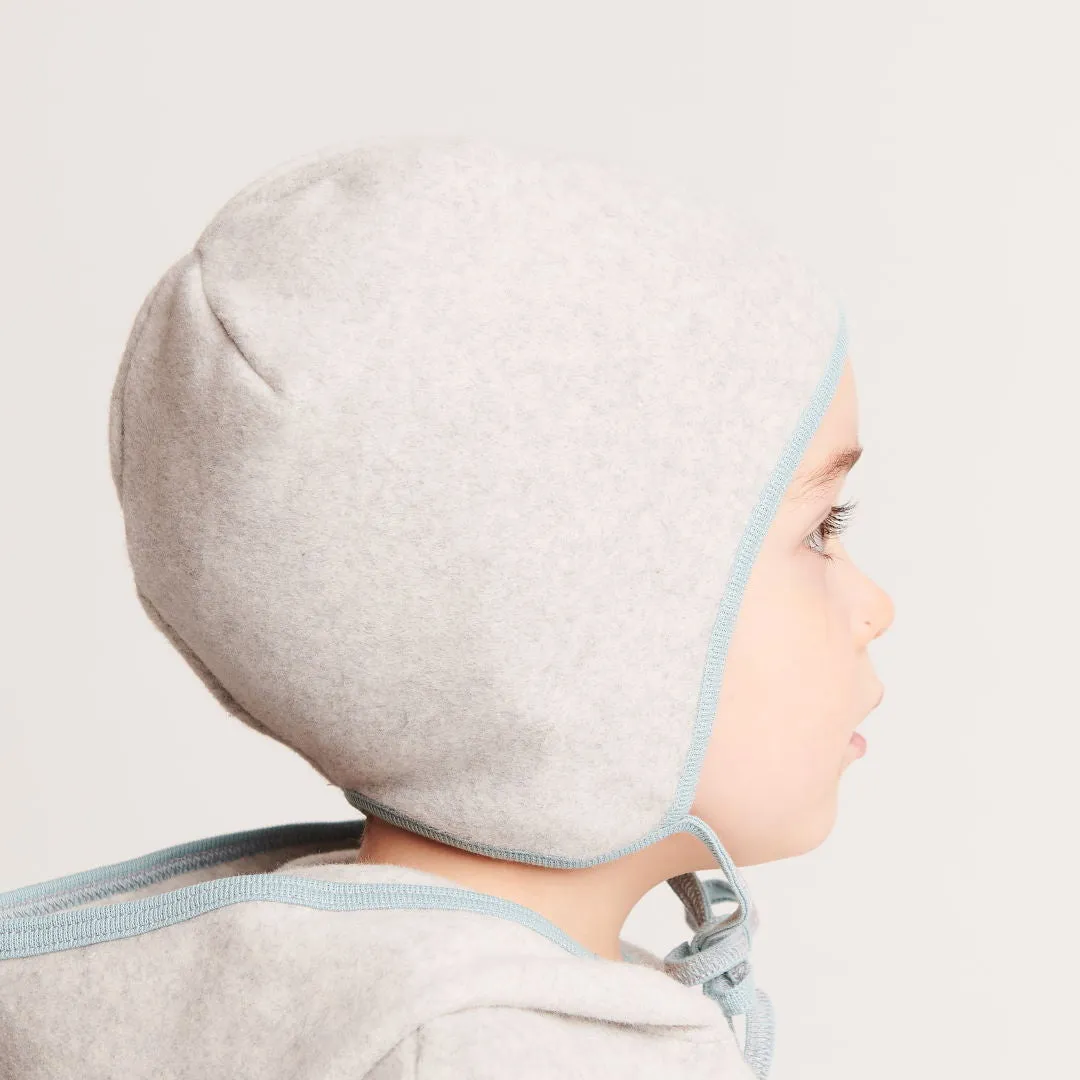 Fleece baby hat with ear flaps "Fleece Grey/Stone Blue"