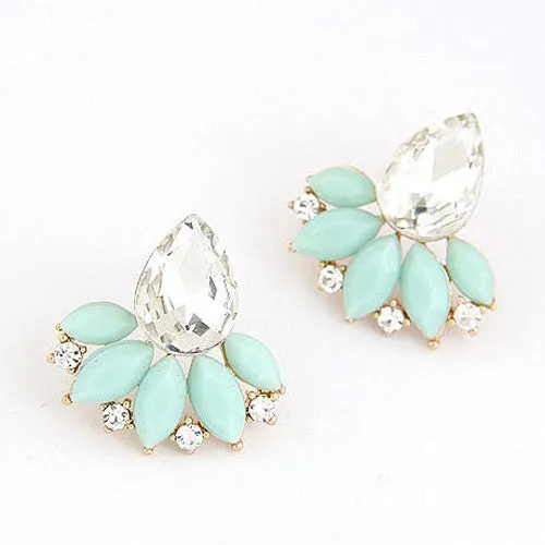 Flower Plant Resin Alloy Rhinestone Dangle Statement Earrings Sweet Earings Fashion Women Jewelry Hot New Accessories