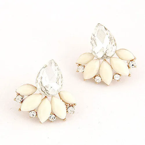 Flower Plant Resin Alloy Rhinestone Dangle Statement Earrings Sweet Earings Fashion Women Jewelry Hot New Accessories