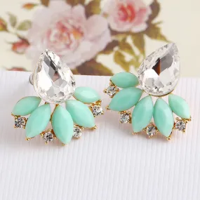 Flower Plant Resin Alloy Rhinestone Dangle Statement Earrings Sweet Earings Fashion Women Jewelry Hot New Accessories