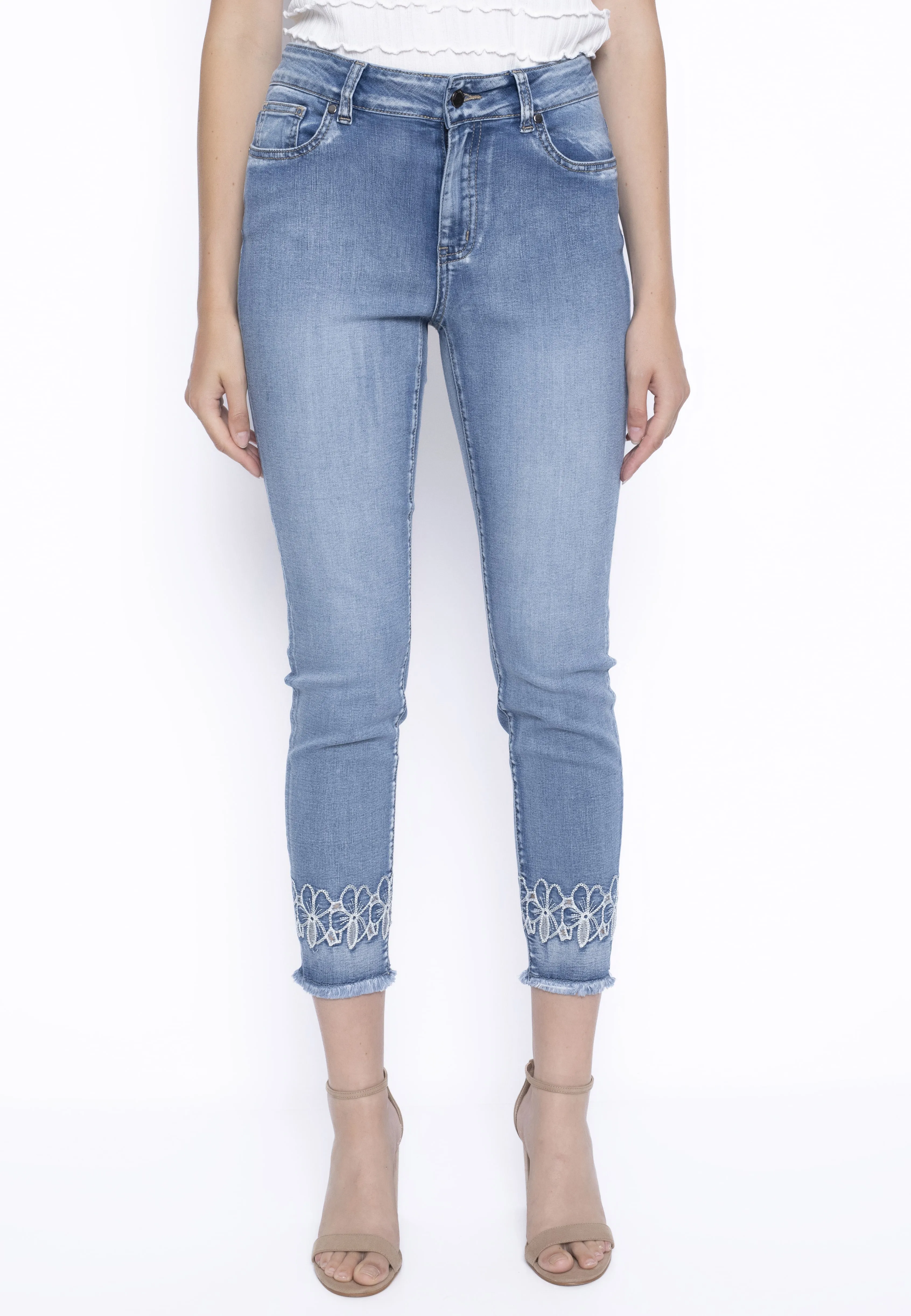 Frayed Edged Embellished Jeans