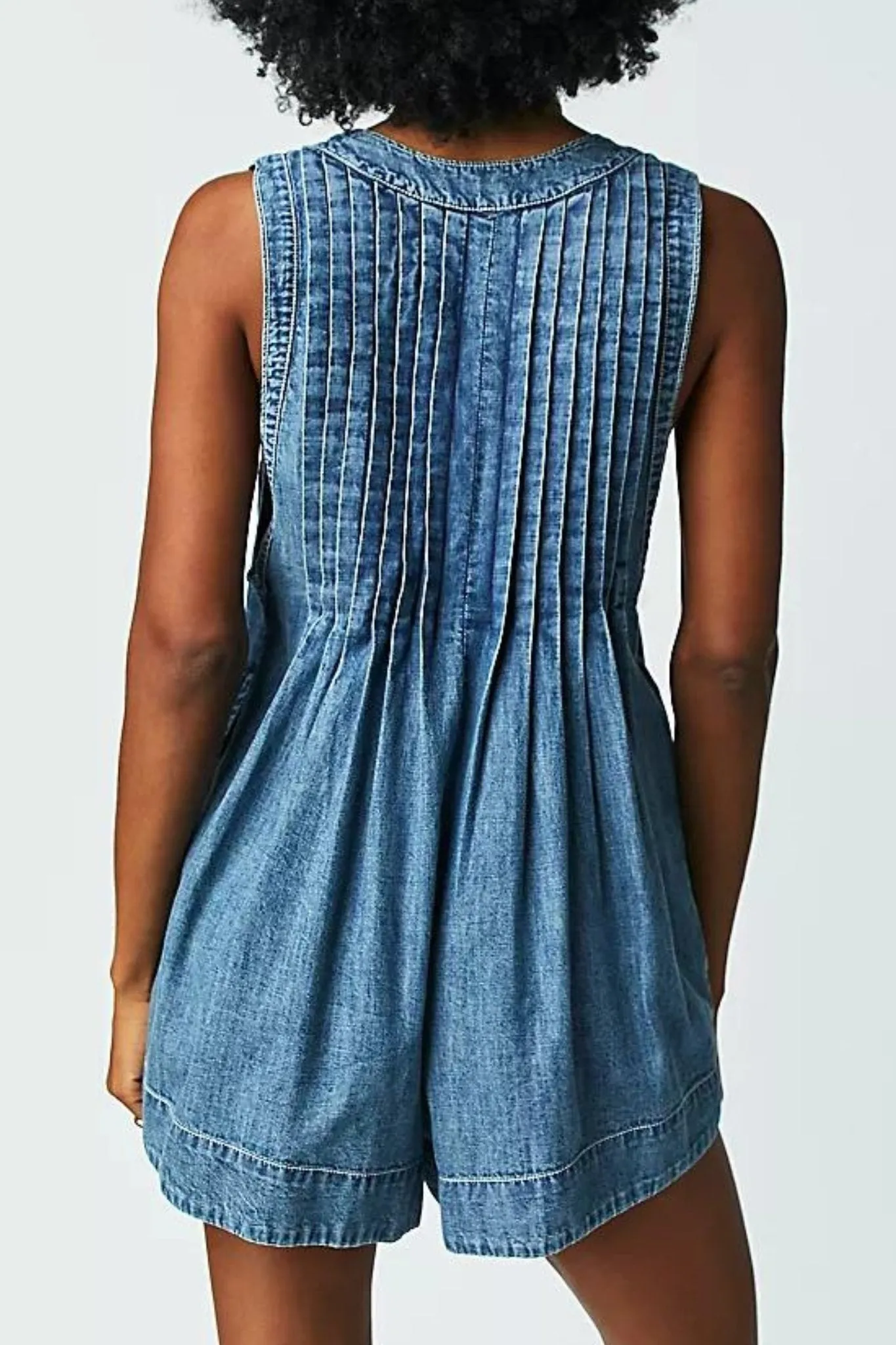 Free People: Webster Romper in Falling Rain Wash