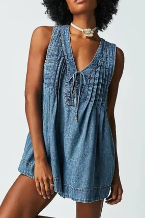 Free People: Webster Romper in Falling Rain Wash