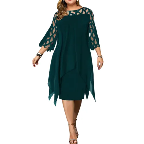 Funki Buys | Dresses | Women's Plus Size Lace Mesh Midi Dress