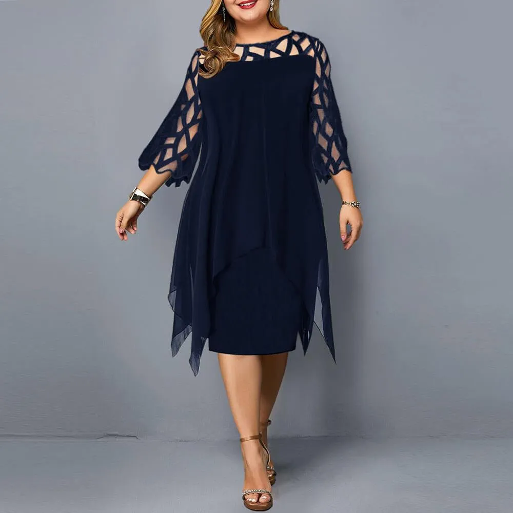 Funki Buys | Dresses | Women's Plus Size Lace Mesh Midi Dress