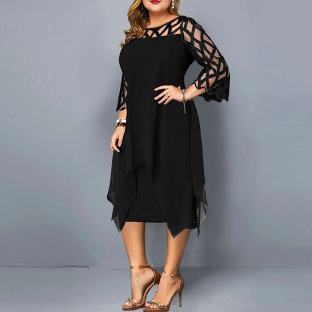 Funki Buys | Dresses | Women's Plus Size Lace Mesh Midi Dress