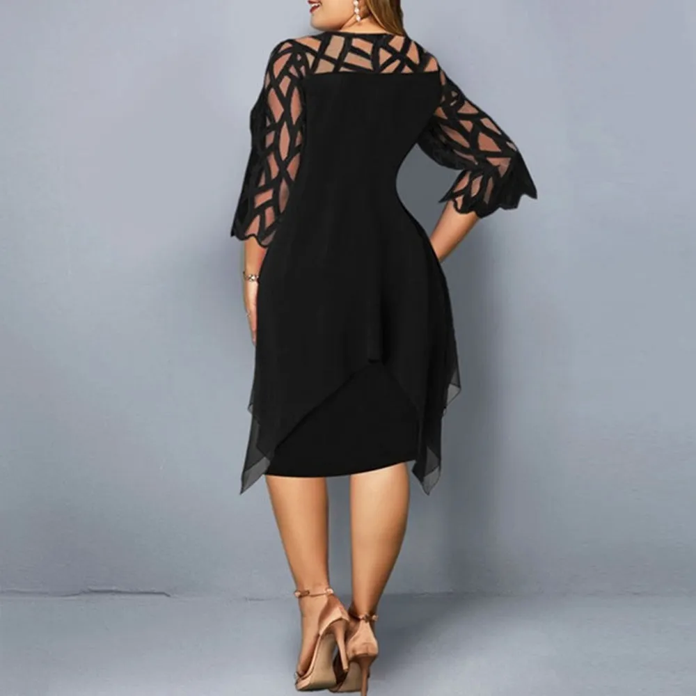 Funki Buys | Dresses | Women's Plus Size Lace Mesh Midi Dress