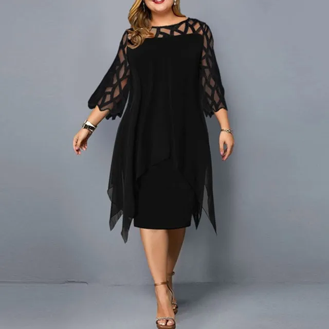 Funki Buys | Dresses | Women's Plus Size Lace Mesh Midi Dress