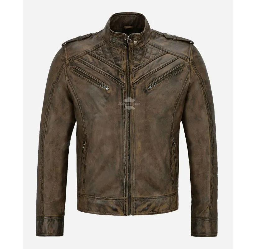 GATSBY LEATHER JACKET MEN'S CLASSIC RACER STYLE JACKET