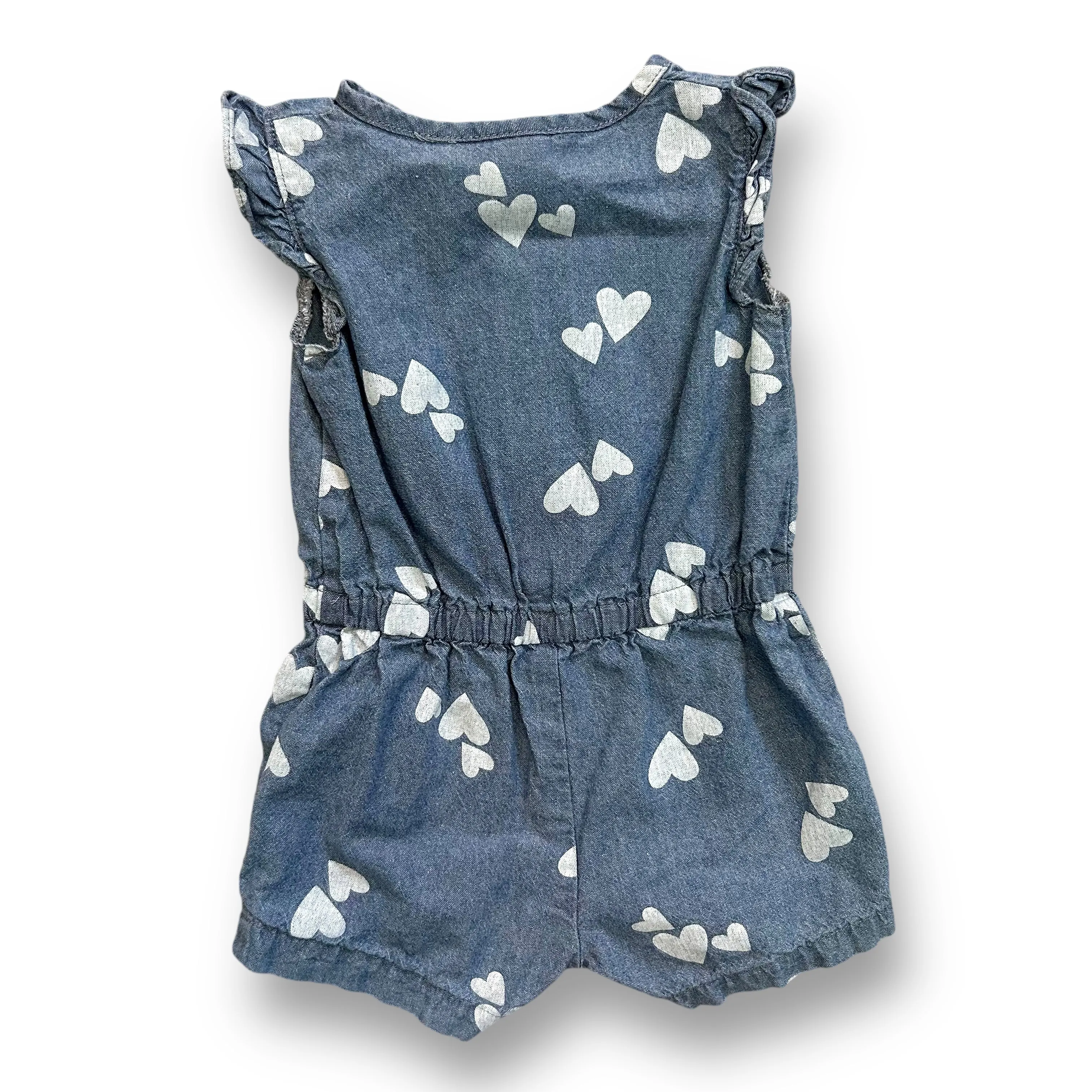 Girls Carter's Size 6 Months Denim Heart Print Button Romper