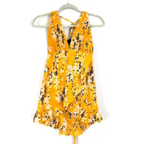 Goodnight Macaroon x Mumu and Macaroons Floral Yellow Romper with Faux Wrap- Size S