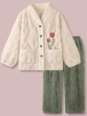 Green Tulip Fleece Pajamas