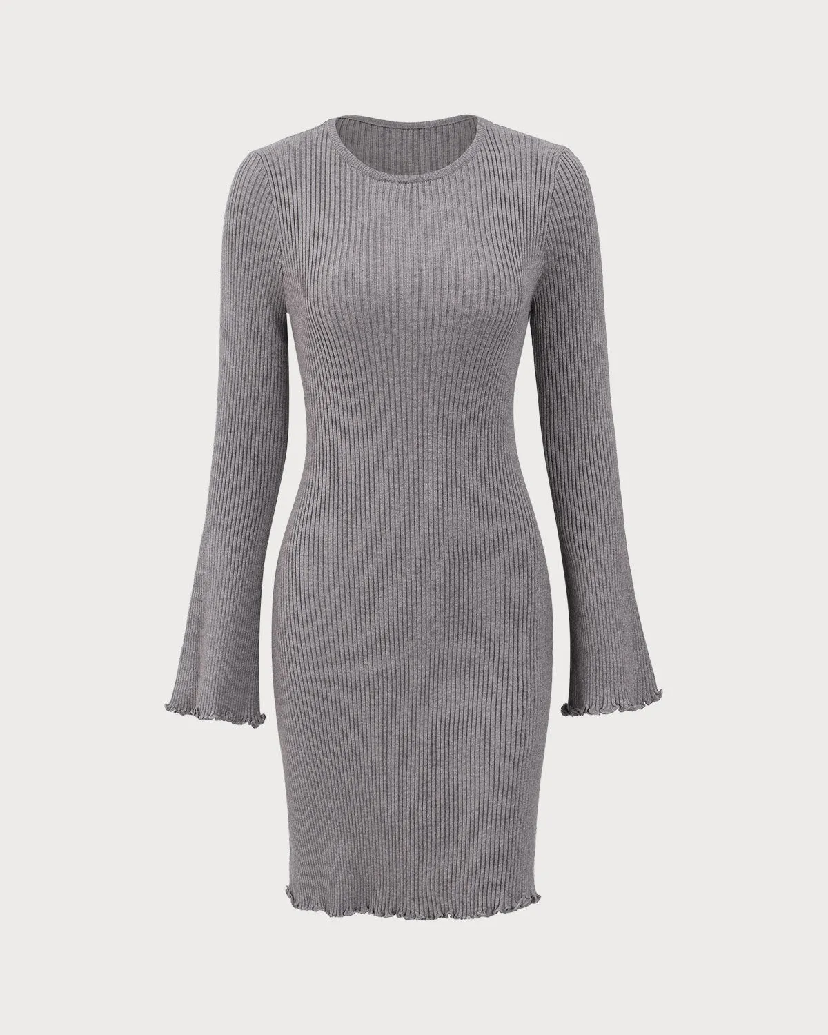 Grey Boat Neck Sweater Mini Dress