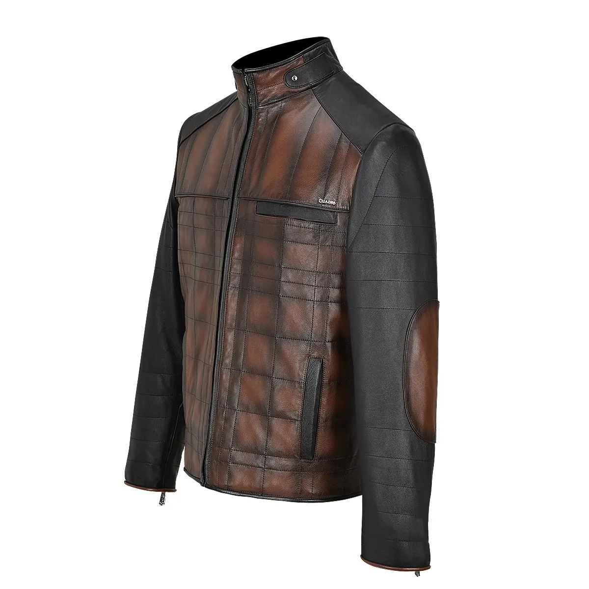 H308COB - Cuadra brown casual fashion goat leather jacket for men