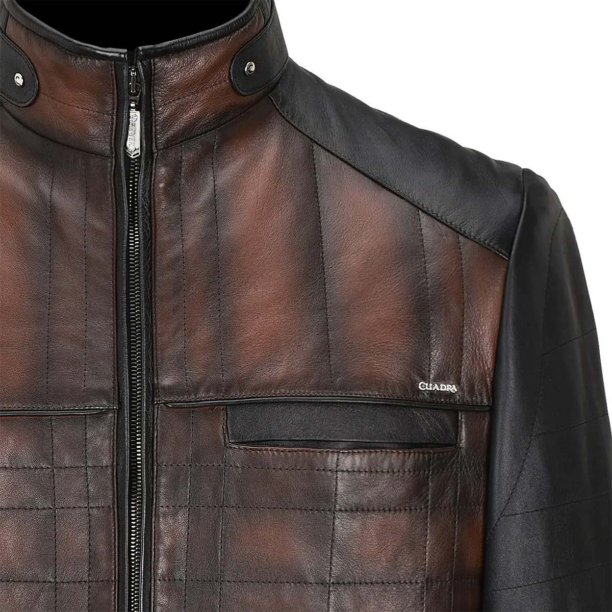 H308COB - Cuadra brown casual fashion goat leather jacket for men