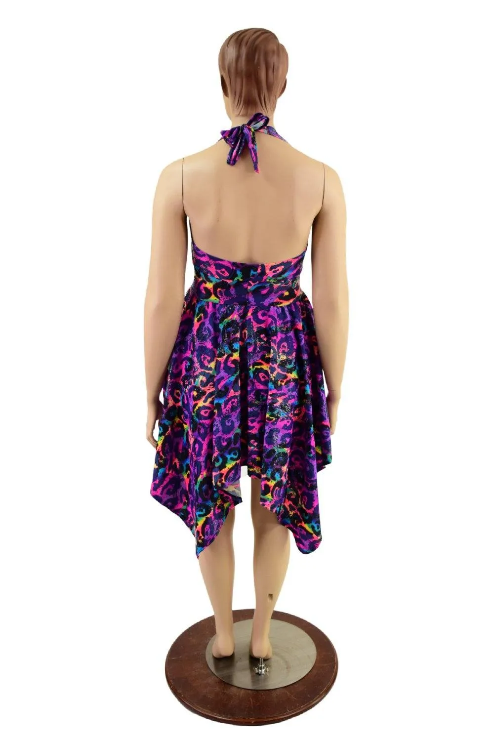 Handkerchief Halter Dress in Rainbow Leopard