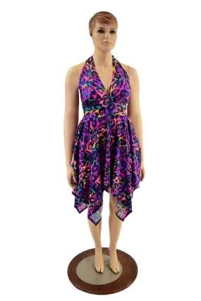 Handkerchief Halter Dress in Rainbow Leopard