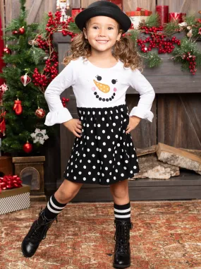 Happy Snowman Polka Dot Dress