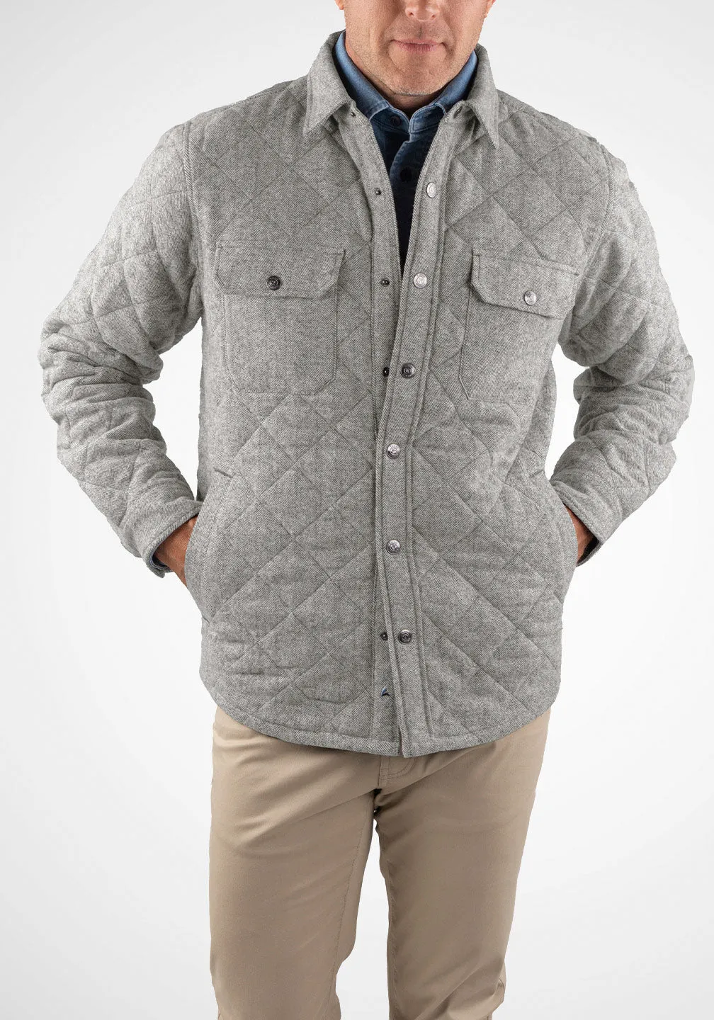 Heavyweight Herringbone Quilted Shirt Jacket