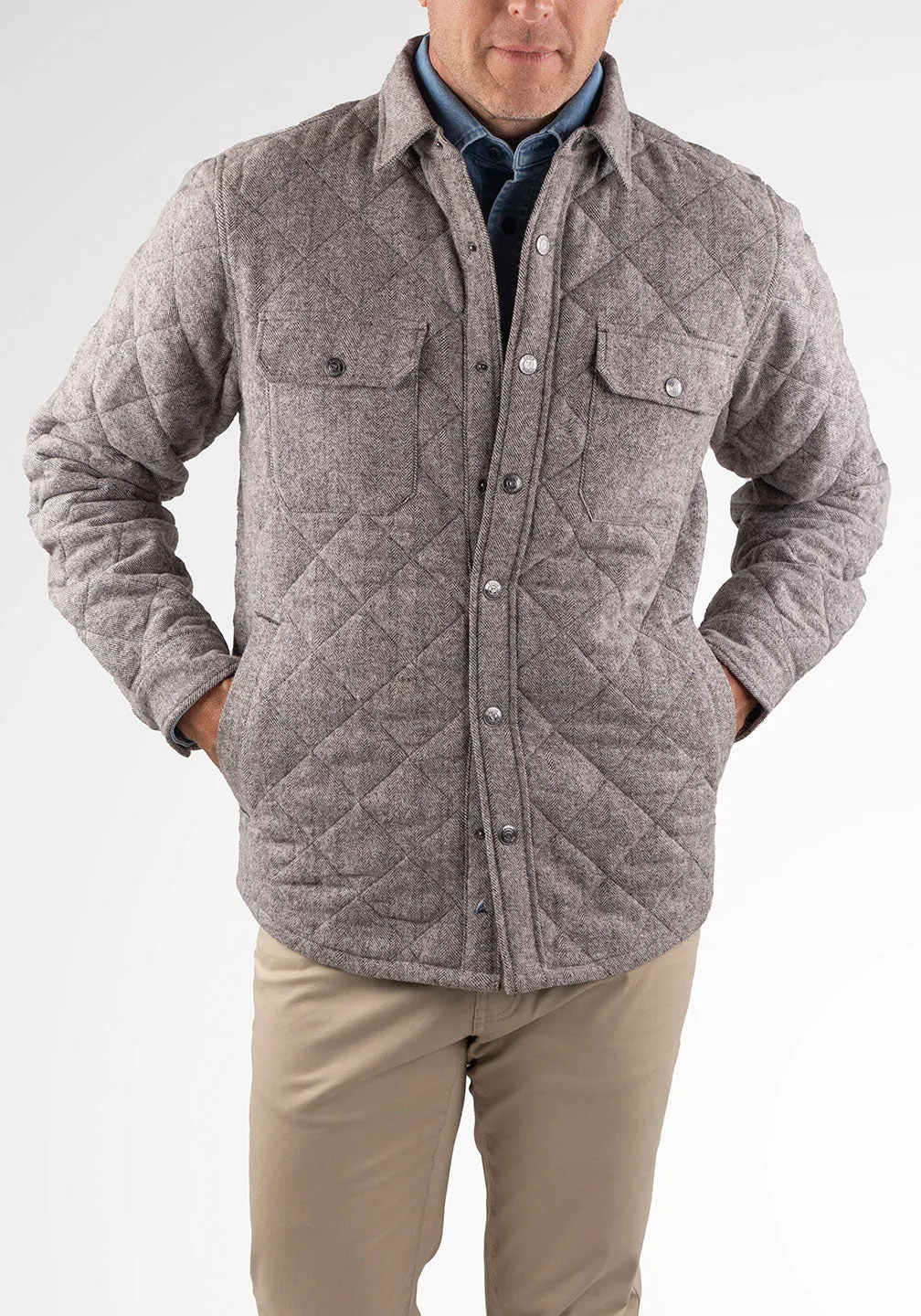 Heavyweight Herringbone Quilted Shirt Jacket